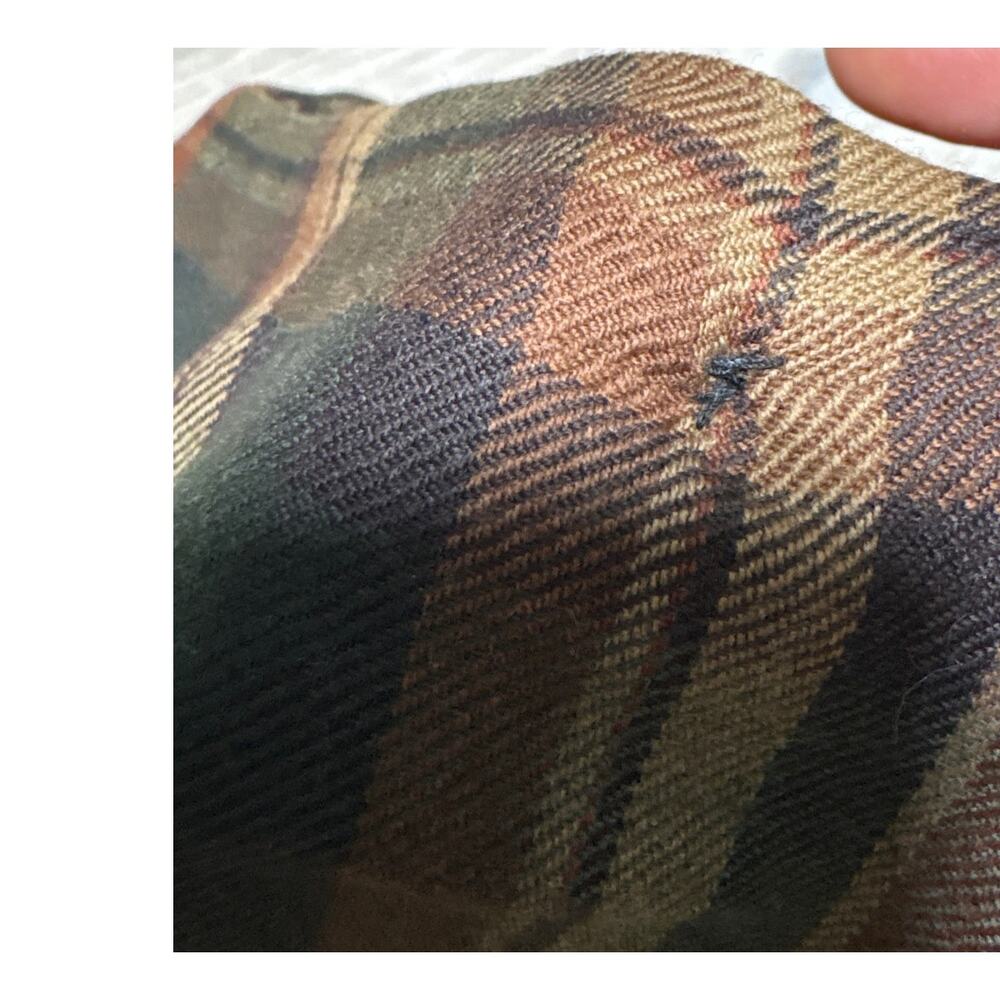Vintage Lauren Ralph Lauren Plaid Wool Wrap Midi Skirt Leather Buckle 12 FLAW - Picture 7 of 8